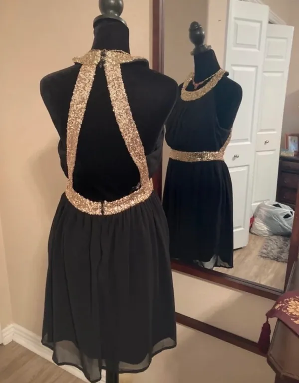 Black and gold homecoming / wedding guest dress - Image 6