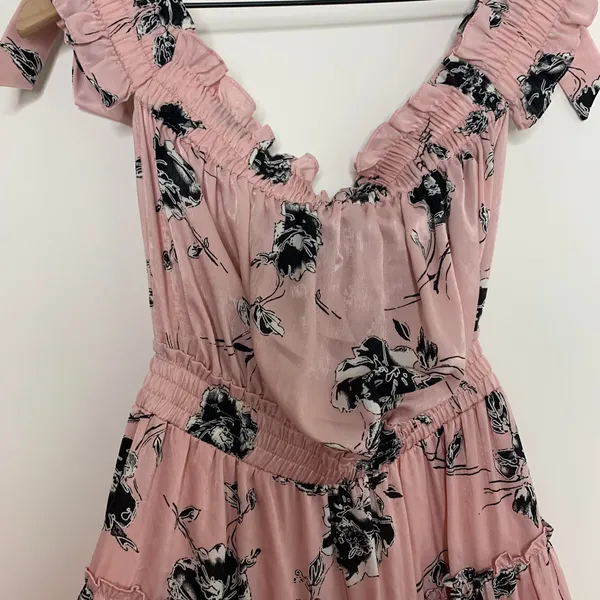 Misa Los Angeles Laiyin Floral Mini Dress Pink Womens Summer Off The Shoulder XS - Image 5
