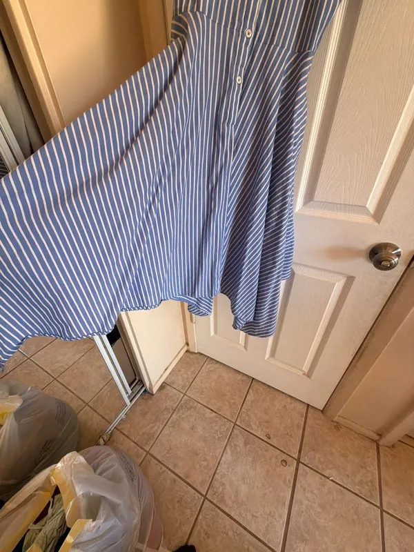 ivy + blu Blue and White Striped Button-Down Shirt Dress with Tie Back HOM1187-G - Image 2