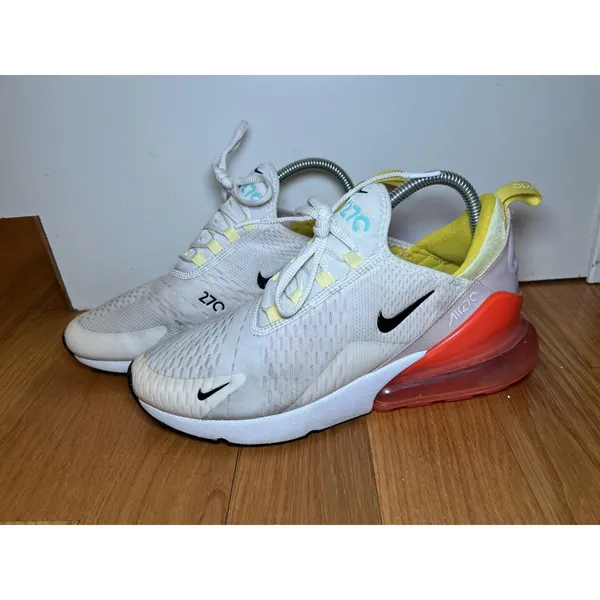 Nike Air Max 270 Shoes Womens Size 10 White Yellow Orange Running FZ3624-100 - Image 4