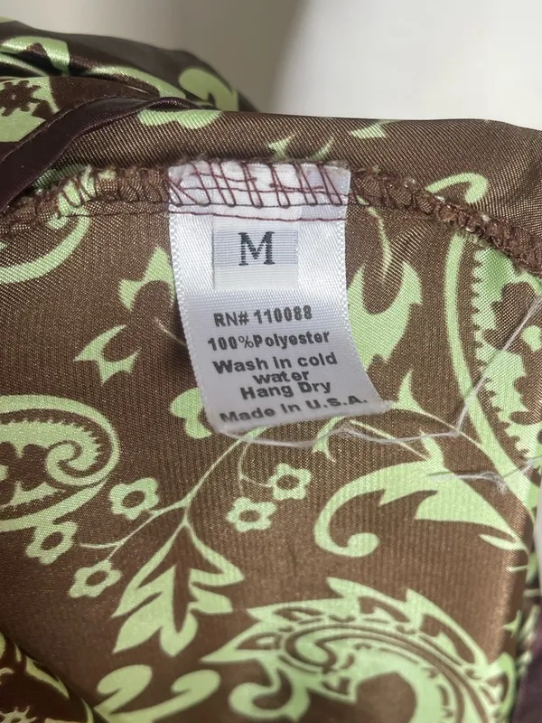 Brown & Light Green Paisley Slip Dress Size M - Image 5