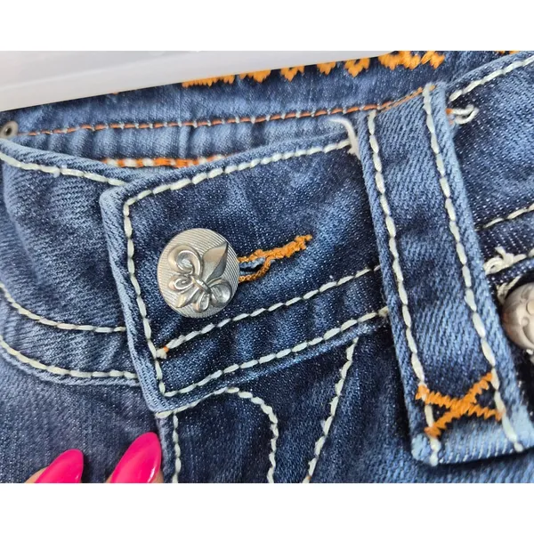 Rock Revival Stephanie Bootcut Jeans Size 29 Flap Pocket Y2K Thick Stitch Blue - Image 5