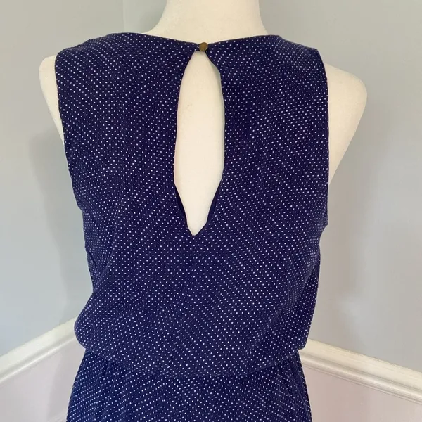 French Grey Jumpsuit Reagan Woven Polka Dot Cropped Sleeveless Size Large - Image 8