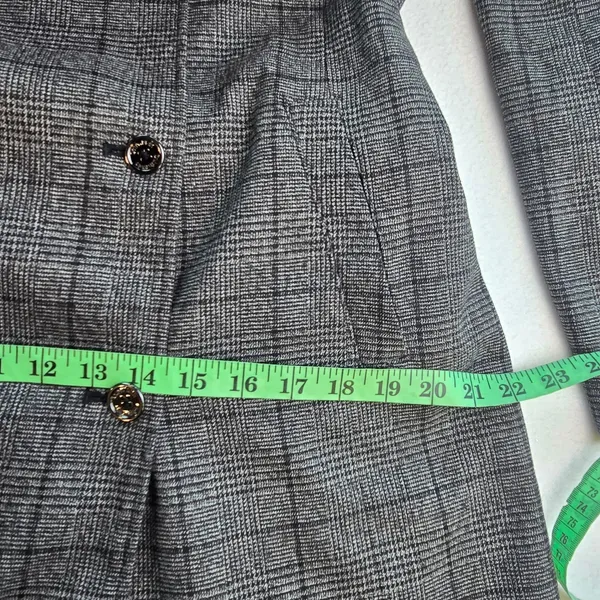 Calvin Klein‎ Womens Grey Glen Plaid Double Breasted Belted Trench Coat Size 10 - Image 10