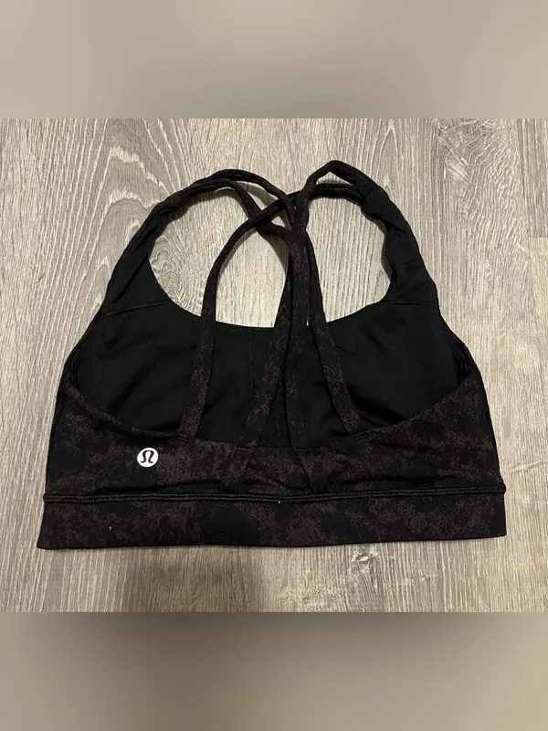 Lululemon Energy Bra Women’s Size 4 Black Purple Activewear Athletic Atheleisure - Image 5