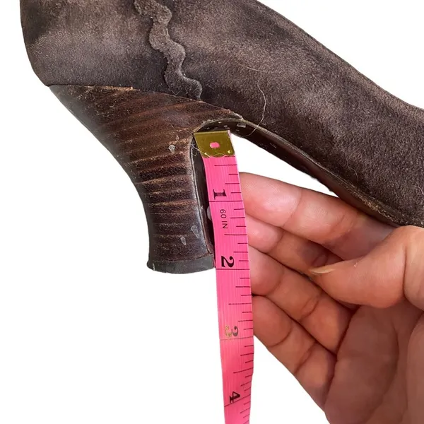 Vintage Chie Mihara Brown Leather Suede Mary Jane Heel Ruffle Trim Size EU 38‎ - Image 8