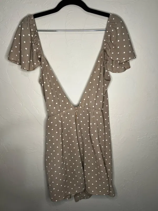 Show Me Your Mumu Elena Brown Polka Dot Faux Wrap‎ Romper - Image 7