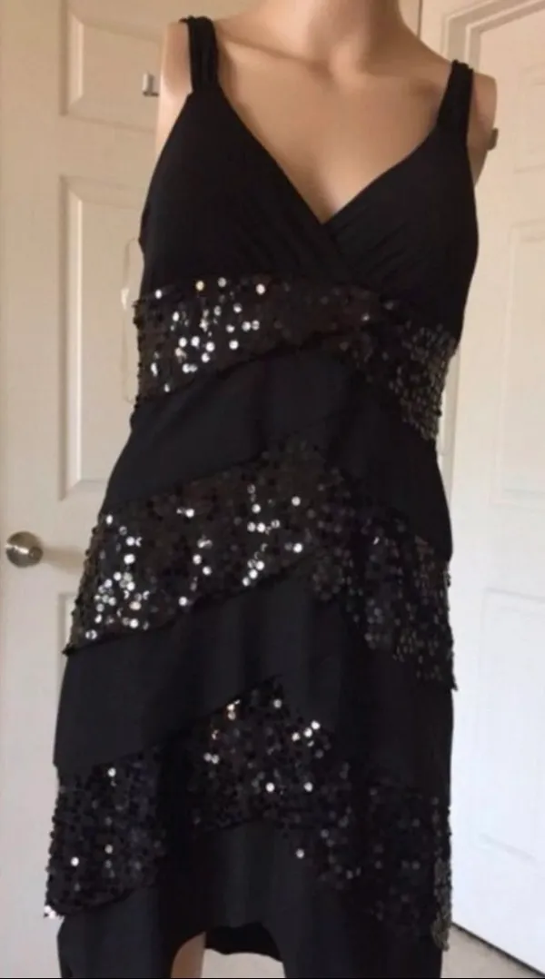 La Bellum sequins Black Sequin Tiered Slip Dress - Image 2