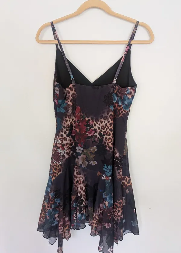 Floral & Animal Print Mesh Slip Dress Hem Ruffle Size S/M NWOT - Image 8