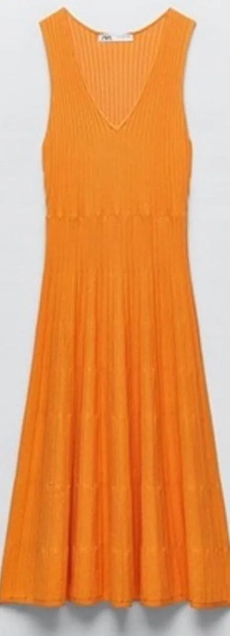 Zara Orange Midi Dress - Image 2