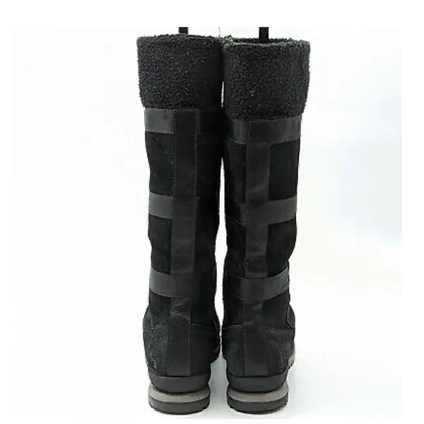 Timberland Women Vintage 90s Y2K Black Genuine Leather Tall Lug sole Boots - Image 2