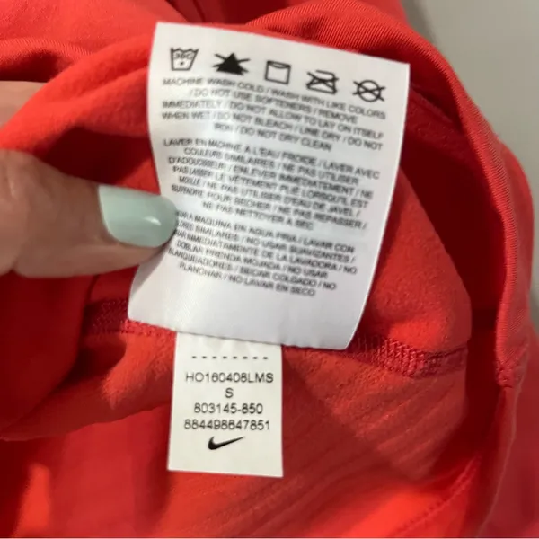 NIKE WOMEN'S Dri FIT Coral Peach Pink 1/2 ZIP UP LONG SLEEVE‎ SHIRT Small Ribbed - Image 6
