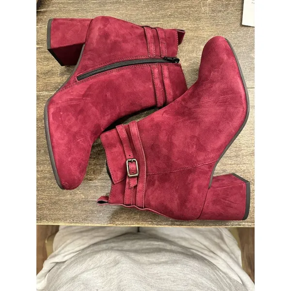 Paul Green Sydney‎ Women's Ankle Bootie US 7 UK 5 Burgundy Austria Red Suede - Image 3