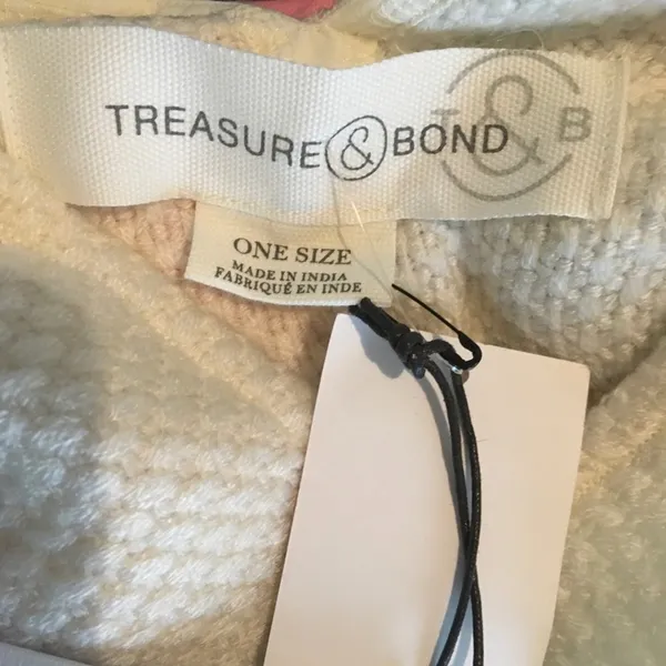 Treasure & Bond Fringe Poncho Striped Boho Jacket Cover Cozy Warm Winter v6x - Image 9