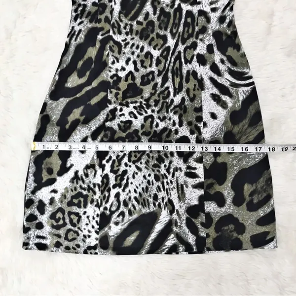 JAY GODFREY Leopard Print Satin Mini Dress‎ Sleeveless Black White Size 0 New - Image 12