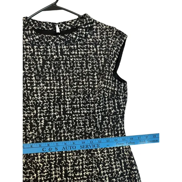 JONES WEAR DRESS Black White Tweed Cap‎ Sleeve Sheath Knee Length Size 8 - Image 10
