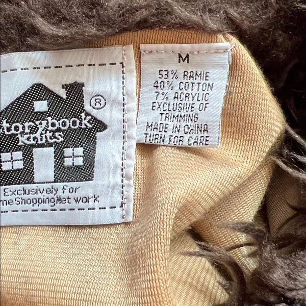 Storybook Knits Mixed Animal Print Brown Cardigan Medium Faux Fur - Image 6