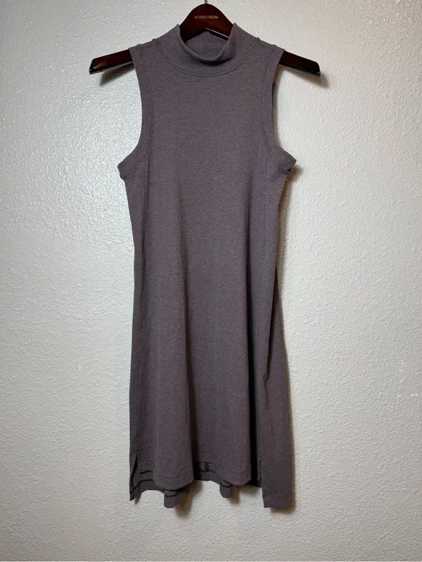 Lululemon‎ Gone for the Week Dress Mock Neck Ribbed Sleeveless Swing MidiTaupe S - Image 3