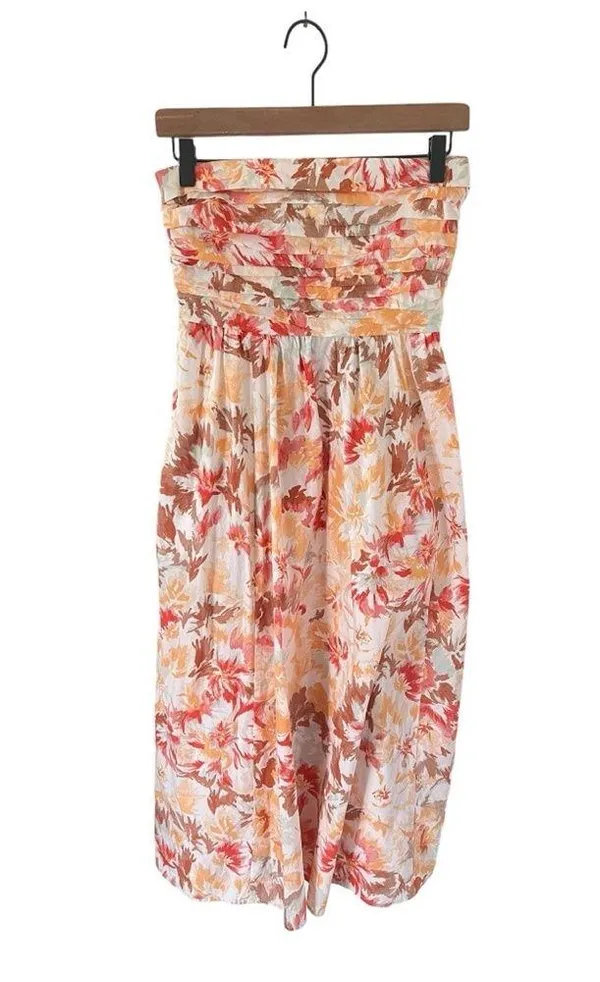 Abercrombie Ruched Strapless Floral Midi Emerson Dress - Image 3