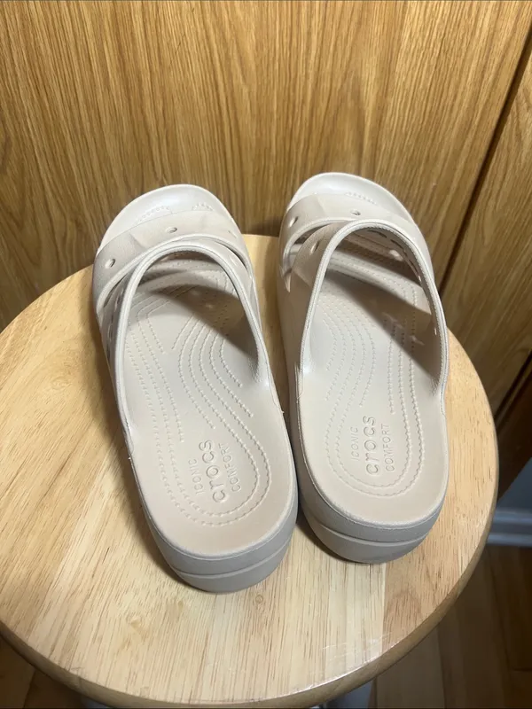 CROCS Kids Beige Slide Sandals - Image 3
