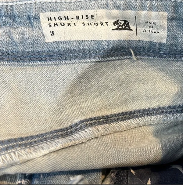 Bullhead Denim Co Jean Shorts "High Rise Short Short" Light Blue with Rivets-3 - Image 3