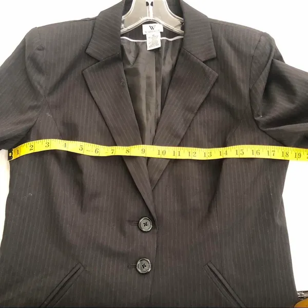 2000s Y2K Goth Dark Academia Corporate Office Siren Core Pinstriped Blazer Jacket button front long sleeve Vintage-10/M Measurement in pics - Image 5