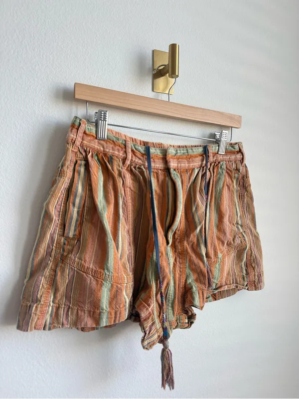Free People Kahuna Harem Shorts Multicolor Striped Tassel Boho Size Small - Image 5