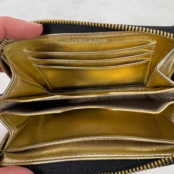 Michael‎ Kors Black Snake-Embossed Wristlet with Gold Plate - Image 7