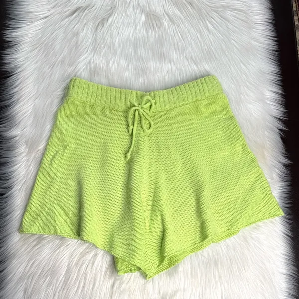 WeWoreWhat Lime Green Knit Sweater Shorts - Image 2