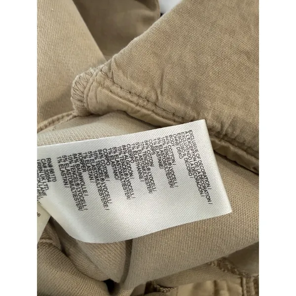 Maeve High Rise Wide Leg Khaki Tan Pants Raw Hem‎ Stretch Cotton Tencel 26 - Image 5