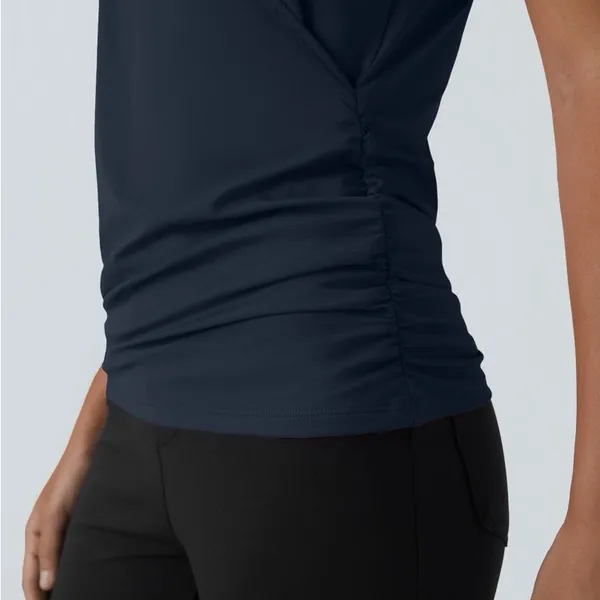Halara H22.- V Neck Cap Sleeve Crossover Ruched Solid Work Blouse. Size large - Image 5