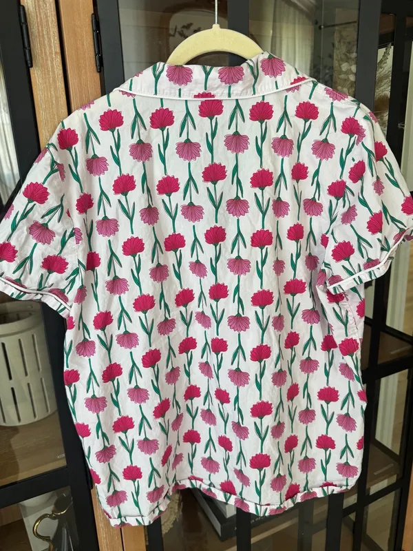 J. Crew block print pajamas shirt short sleeve button down floral garden cotton - Image 2