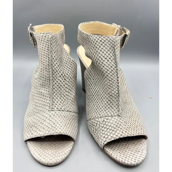 Nine West Gorana 9 Wedge Ankle Strap Sandal Gray Snake Print Open‎ Toe Slingback - Image 2