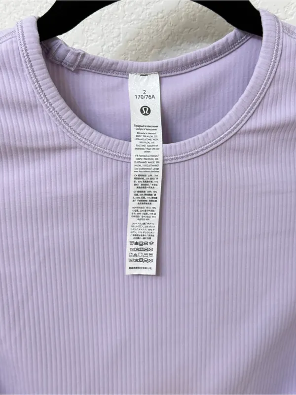 Lululemon All It Takes Short Sleeve Shirt Ribbed Lilac Ether Size 2 NWOT - Image 4
