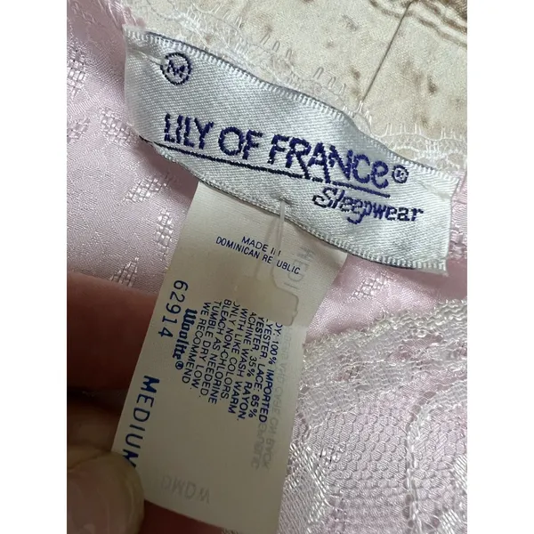 Vintage Lily of France Night Gown Nightie size Medium Pink Lace‎ NWT - Image 2