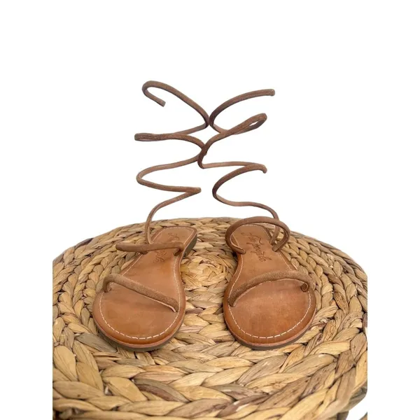Free People Sandal Havana Taupe Suede Leather Gladiator Ankle wrap Boho festiva - Image 2