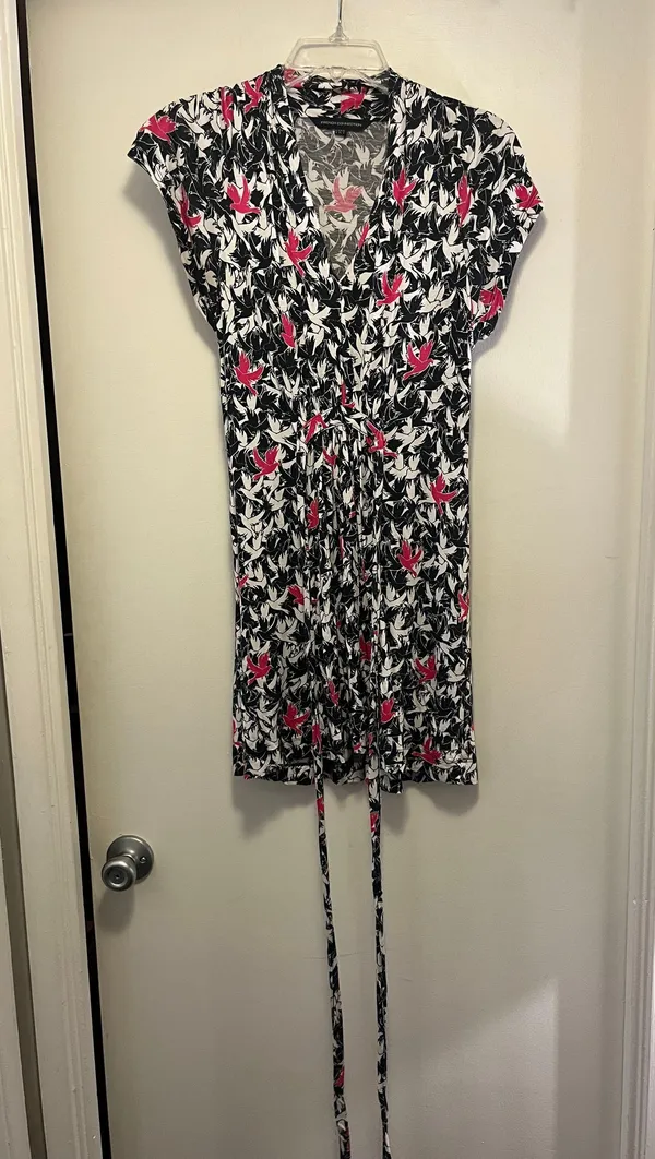 French Connection Waist Tie Dove Patterned Mini Dress - Size 4 - Image 6