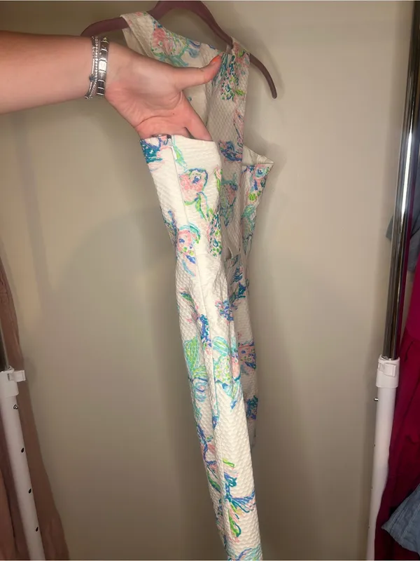Lilly Pulitzer Cecily Dress Size 00White Mini Dress with Blue Green Floral Print - Image 7