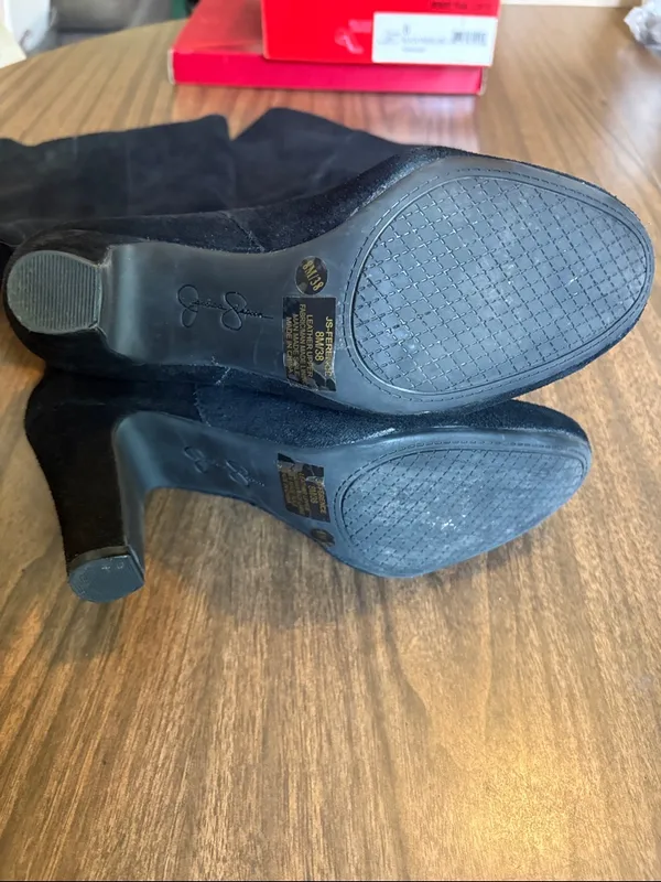 Jessica Simpson Size 8 Ference Black Suede Knee High Heel Boots - Image 3