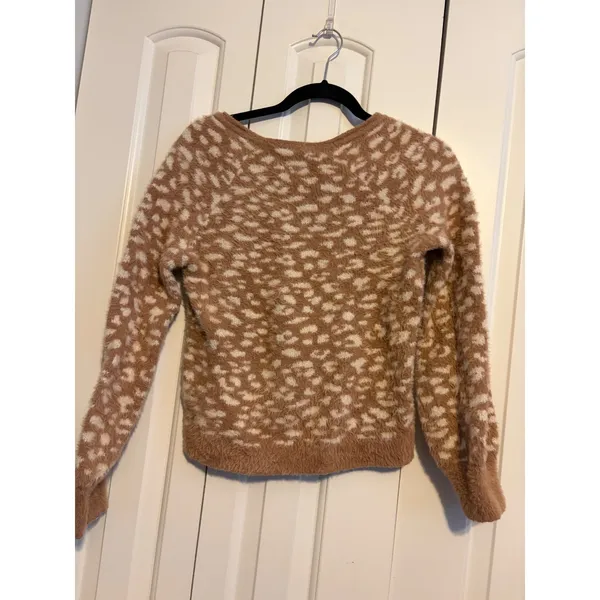 Abercrombie Fitch Fuzzy‎ Leopard Print Sweater Women's Size S - Image 2
