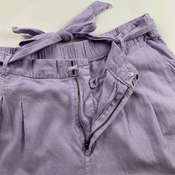 Old Navy Dusky Lavender Linen Blend Belted Wide Leg Cropped Pant XL - Image 4