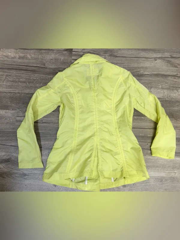 Joujou Women’s XL Lime Yellow Waterproof Double Breasted Rain Jacket - Image 4