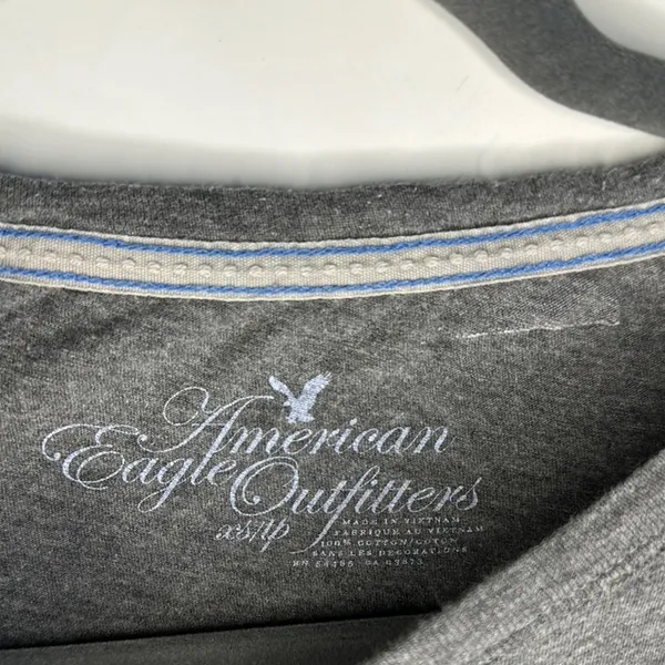American Eagle Silver Gray Fitted Cap Sleeve Graphic Tee - Image 2