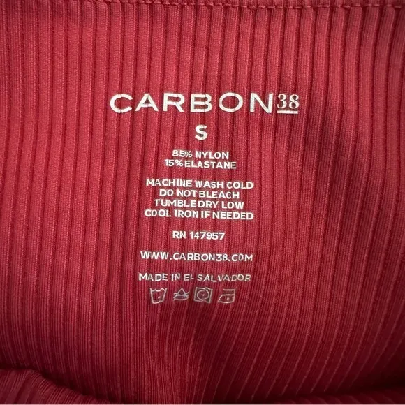 Carbon 38 High Rise Ribbed 7/8 Leggings Ankle‎ Red Size Small - Image 9