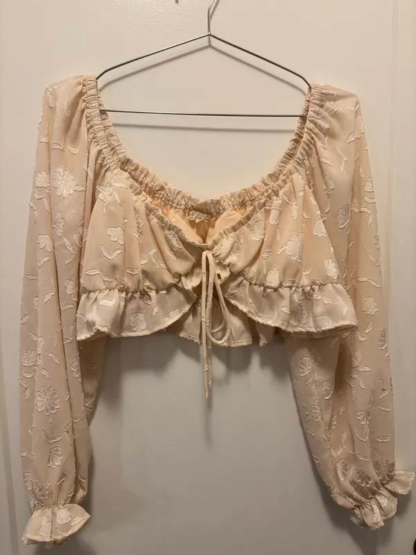 Cropped Blouse Tan Size M - Image 2