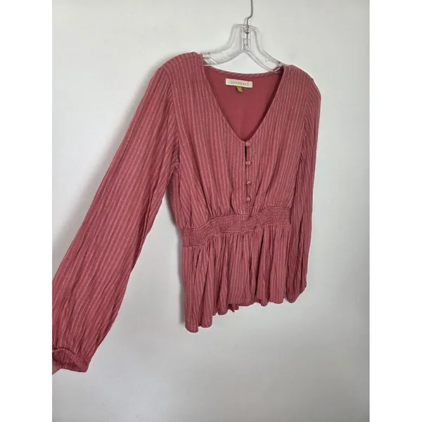 Downeast Pink Peplum Blouse Top Lolita Coquette Romantic Feminine Poetcore XS - Image 5