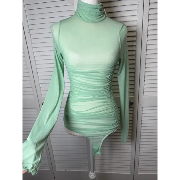 Free People intimately fp under it all long sleeve bodysuit NWT green - Image 9