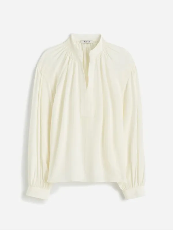 NWT Madewell NT652 Shirred Long-Sleeve Top in Silk Ivory white Sz M - Image 6