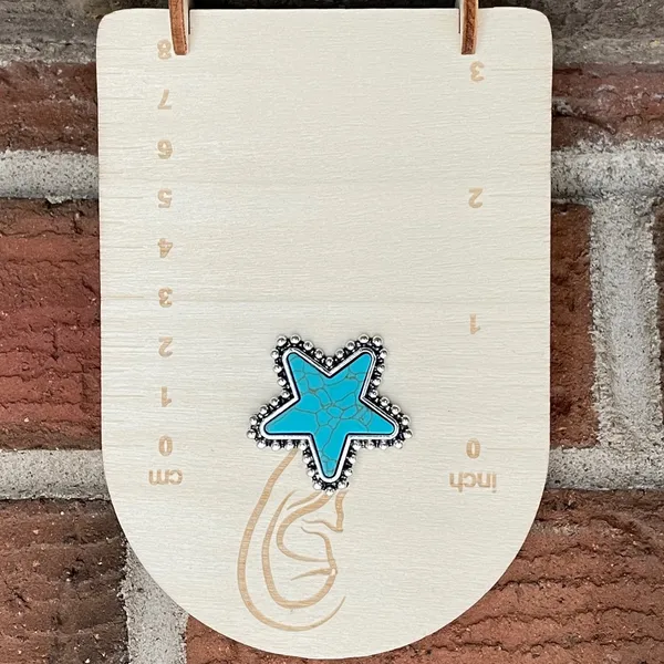 Faux Turquoise Star Stud Earrings Blue - Image 2