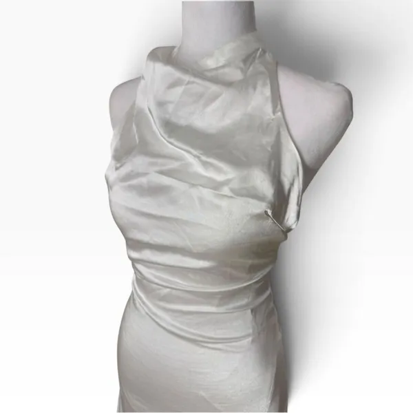 Lulus Women White Satin Strapless Maxi Dress XS - Image 6